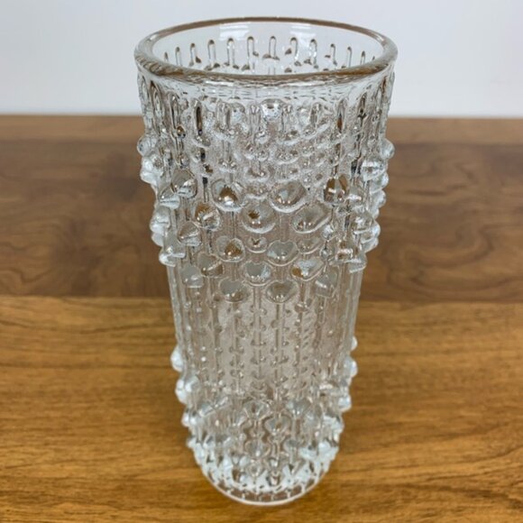 Sklo Union Vase Candle Drip Wax Czech Art Glass Vintage Clear Textured MCM - Picture 2 of 10